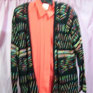 Coral Blouse and Coordinating Sweater Size L